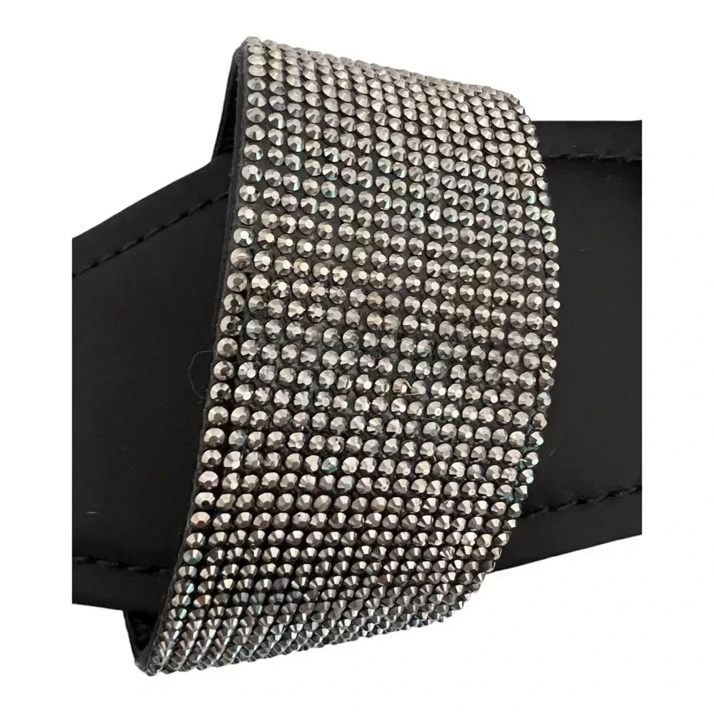 Good American Crystal Crush Bonded Leather Sole Slide Sandal with Square Toe 🔥 - Picture 4 of 7